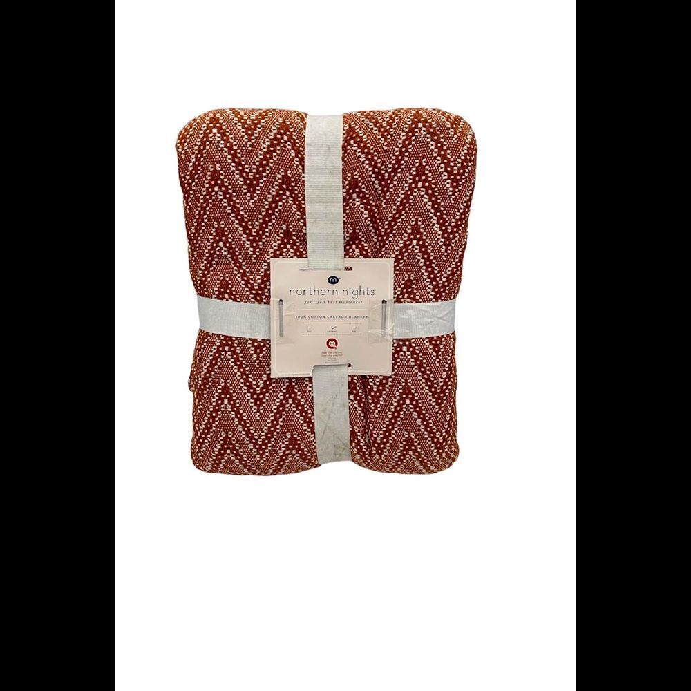 Northern Nights 100% Cotton Printed Chevron Blanket Fl/Qn Clay